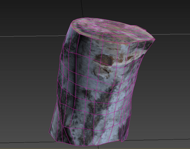 Stump birch Low-poly 3D model_9