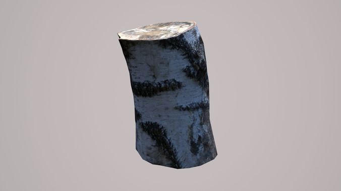 Stump birch Low-poly 3D model
