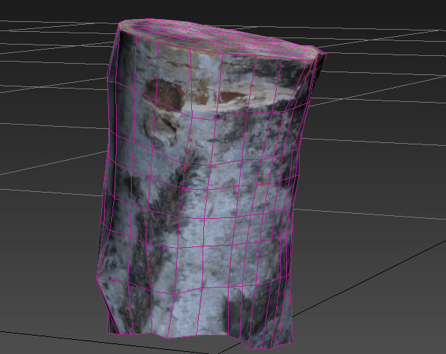 Stump birch Low-poly 3D model_3