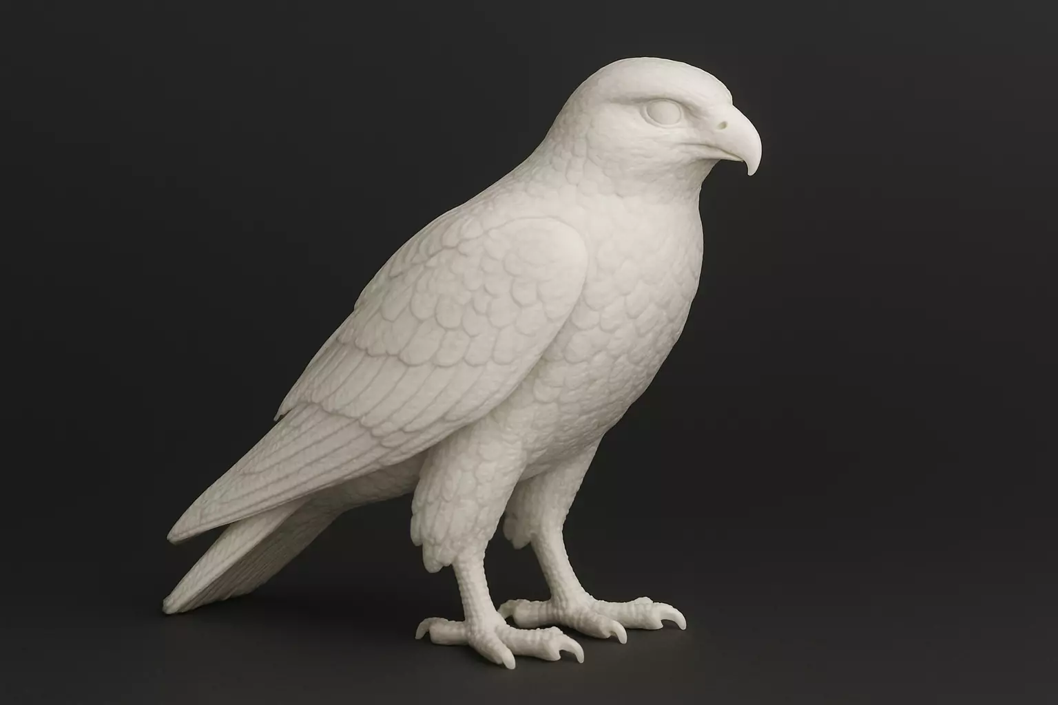 White Falcon Eagle Sculpture 3D print model