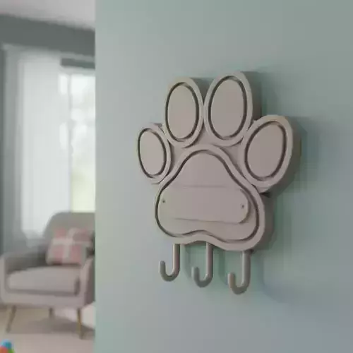 Cute Cat Paw Key Holder Wall Mount Easy Print STL