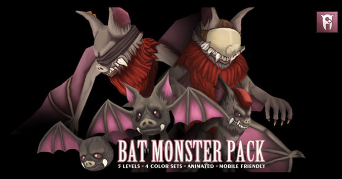 Bat Monster Pack Low-poly 3D model