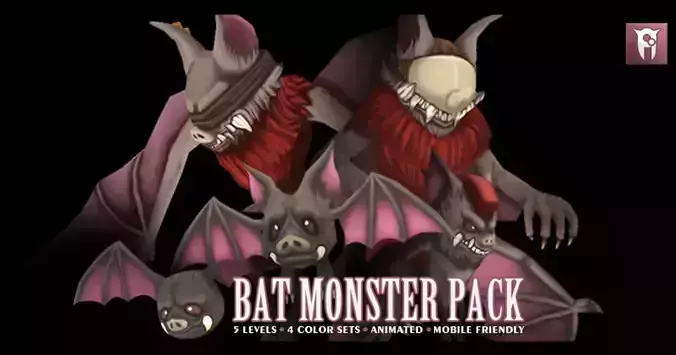 Bat Monster Pack Low-poly 3D model