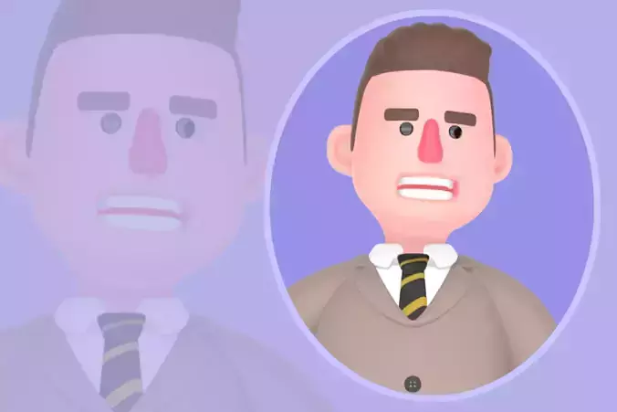 Stylized 3D Male Lawyer Character - Angry Attorney