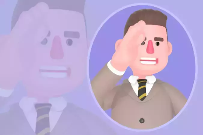 Stylized 3D Male Lawyer Character - Angry Lookout Pose