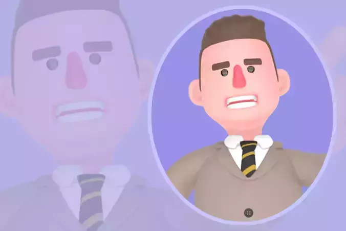 Stylized 3D Male Lawyer Character - Angry Pointing Pose