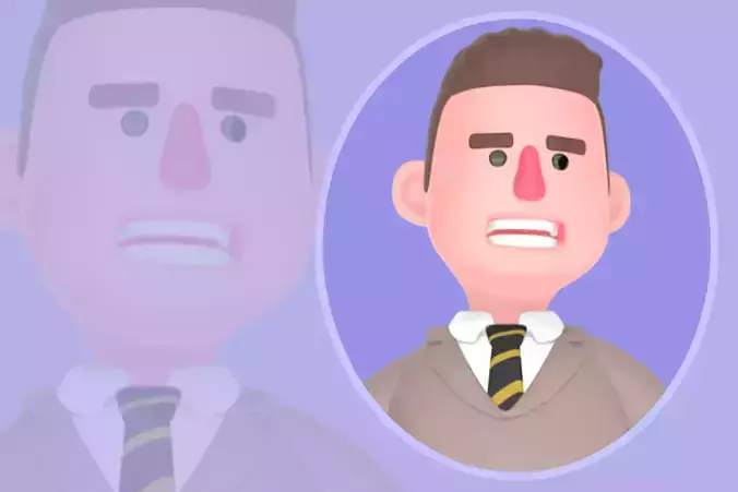 Stylized 3D Male Lawyer Character - Rejecting Hand Pose