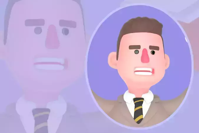 Stylized 3D Male Lawyer Character - Running Energetic Pose