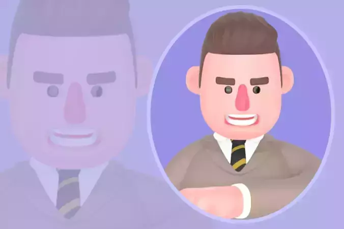 Stylized 3D Male Lawyer Character - Sad Walking Pose