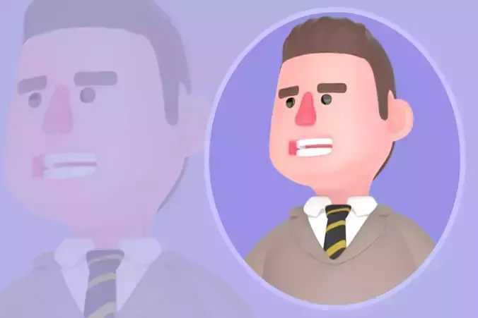 Stylized 3D Male Lawyer Character - Pointing Argument Pose