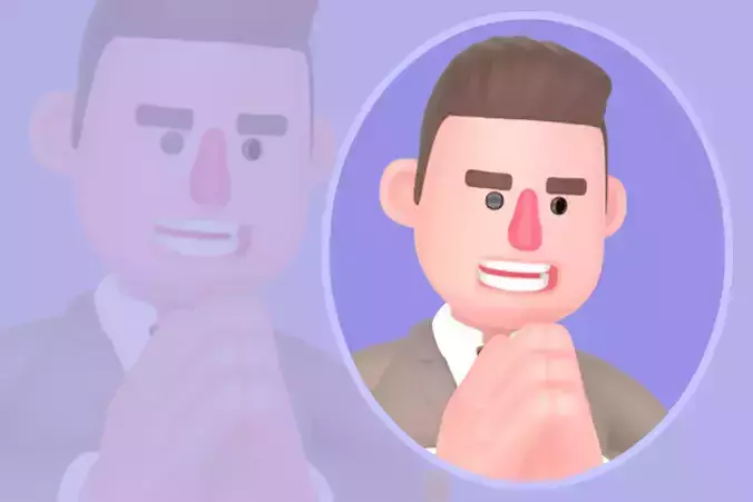 Stylized 3D Male Lawyer Sitting - Friendly Cartoon Character