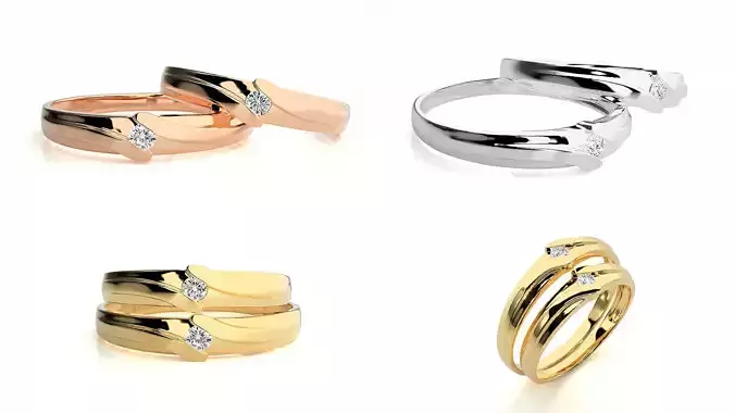 Elegant Matching Couple Rings Printable Jewelry CAD Design