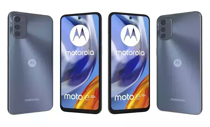 Motorola Moto E32s Blue And Silver High Poly