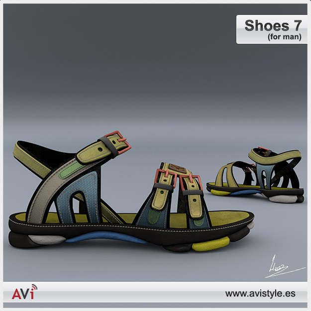 Shoe 7 for man Low-poly 3D model_1