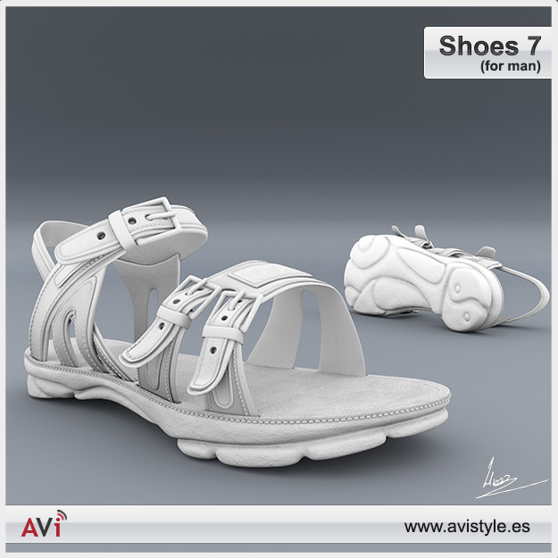 Shoe 7 for man Low-poly 3D model_3