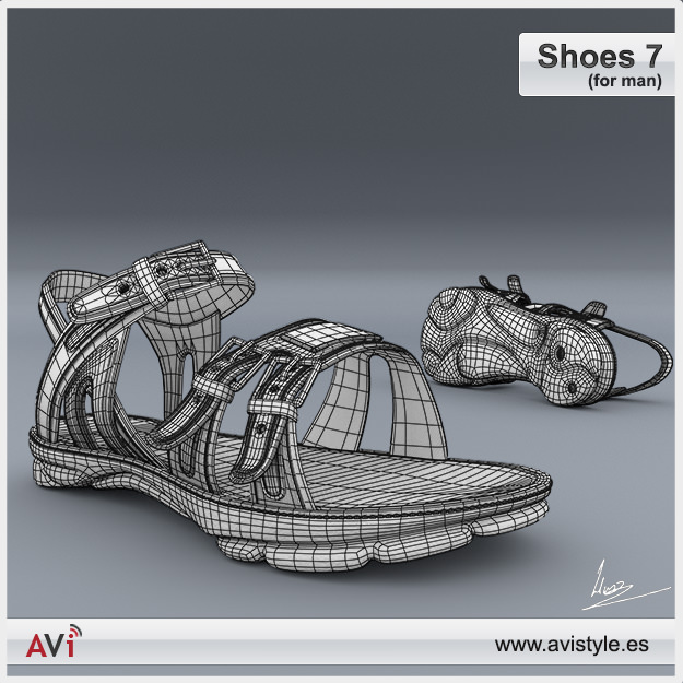 Shoe 7 for man Low-poly 3D model_5