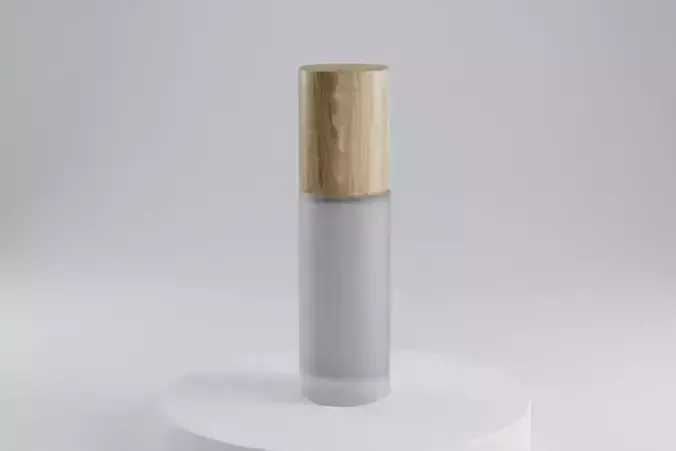Frosted Glass Cosmetic Bottle with Wooden Cap 