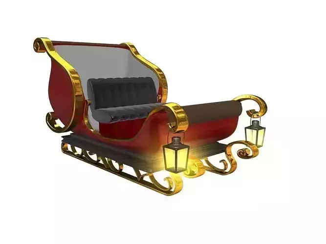 Sleigh 3D model santa