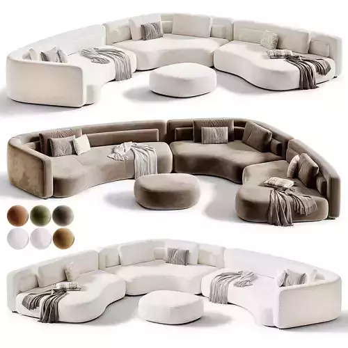 Bezier Modular Sofa by Minotti 3D model 7