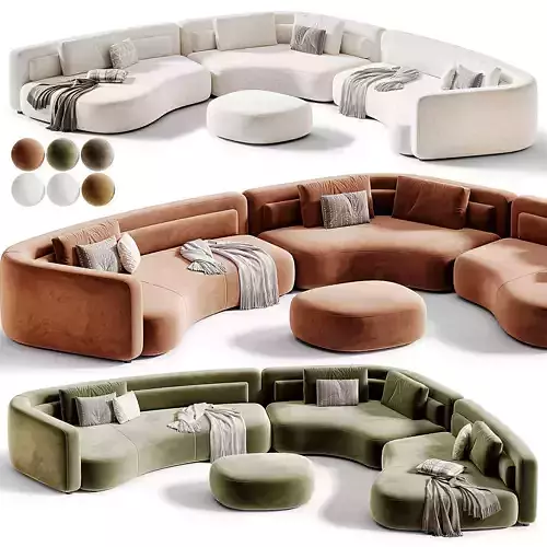 Bezier Modular Sofa by Minotti 3D model 6