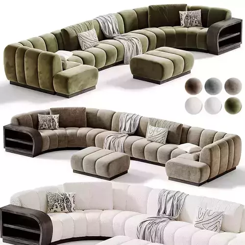 Biscuit Sectional Modular Sofa 3D model 5