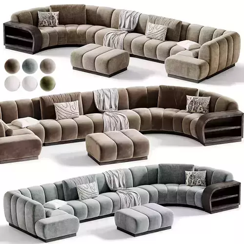 Biscuit Sectional Modular Sofa 3D model 6