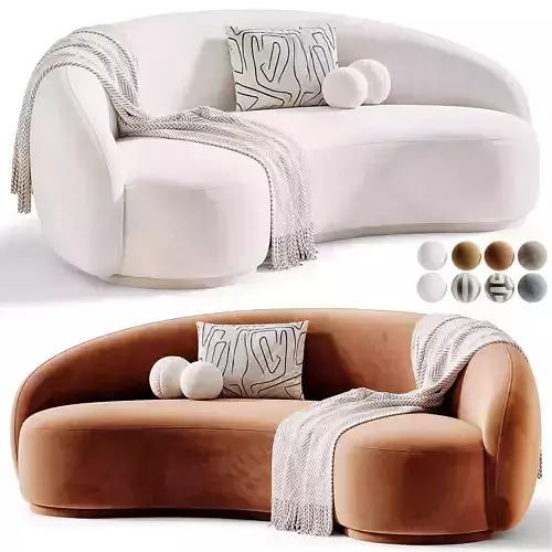 Boucle Curved Sofa 3D model 2
