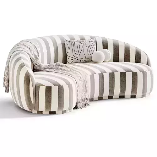 Boucle Curved Sofa 3D model 6