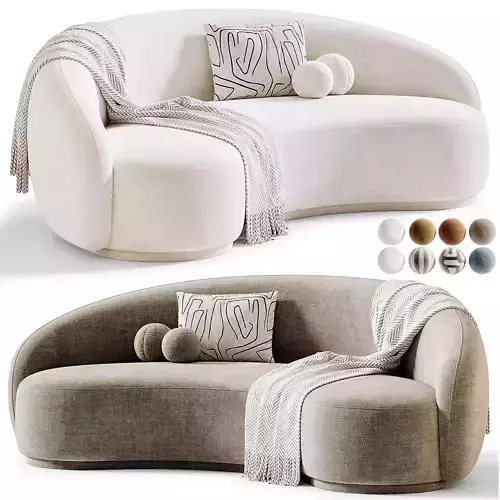 Boucle Curved Sofa 3D model 5