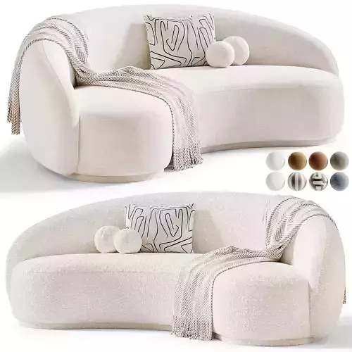 Boucle Curved Sofa 3D model