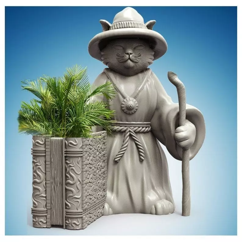 Wizard Cat Planter - 3D Printable Ready STL File for 3D Printing 3D print model