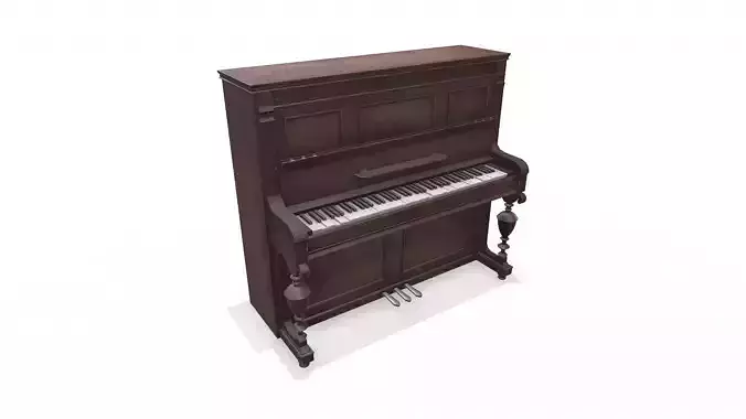 Old Upright Piano Musical Instrument Low-poly PBR