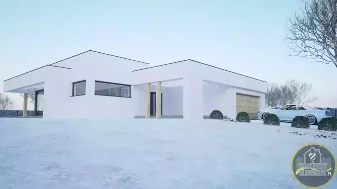one story modern house villa exterior model 3D model 2