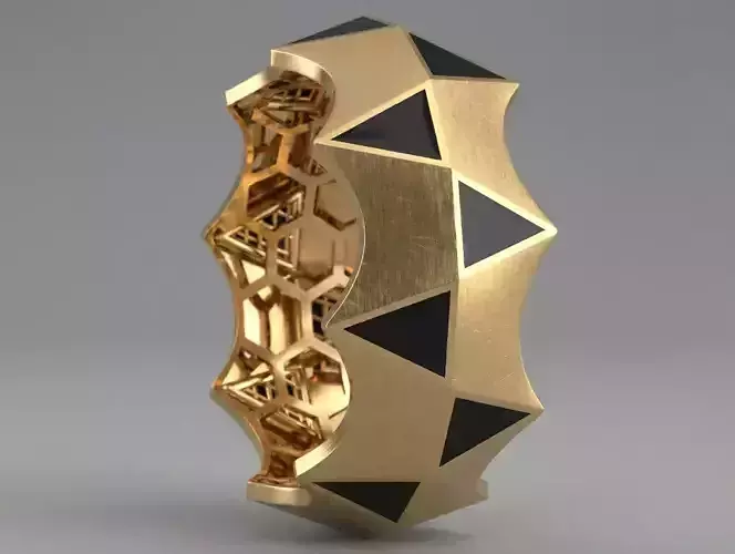 Faceted Ring 3D  4 Ultra Clean Hollow Sizes