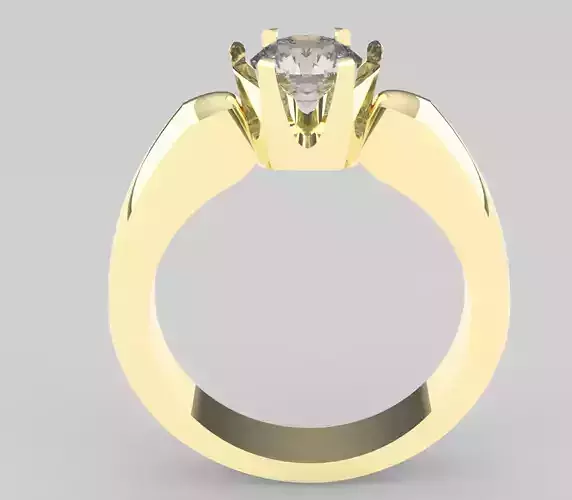 Elegant Solitaire Ring  US Size 6  3D Print Ready