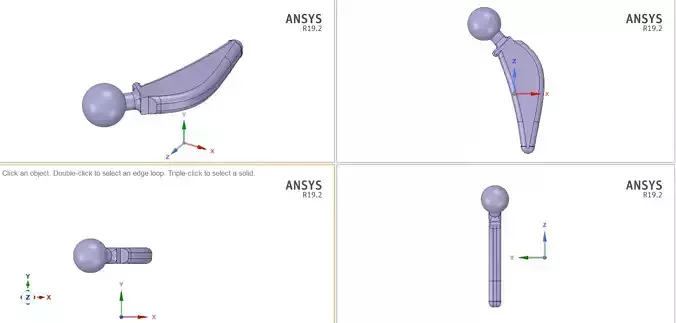 Hip implant prosthesis 3D model for FEA and 3D printing