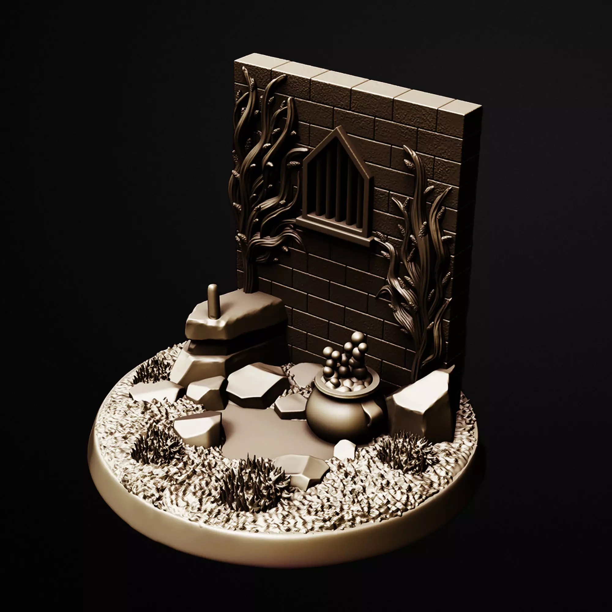 Cell Of The Cauldronbound Terrain Miniature Base 3D print model