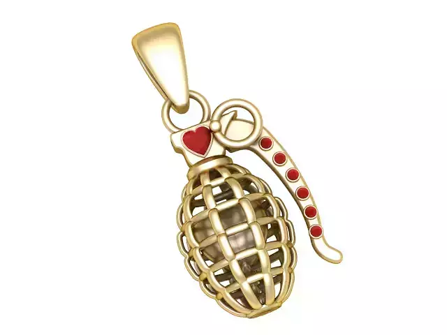 Heart Grenade Pendant 3D Printable Jewelry Model