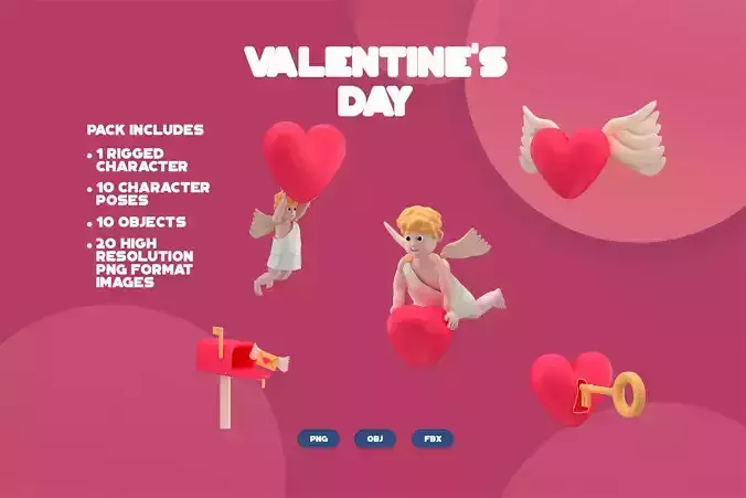 Valentines Day 3D icons