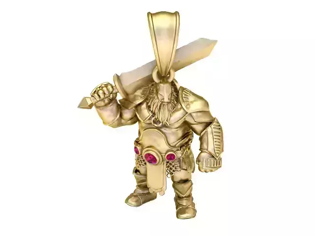 Battle Dwarf Warrior Pendant 3D Printable Jewelry Model