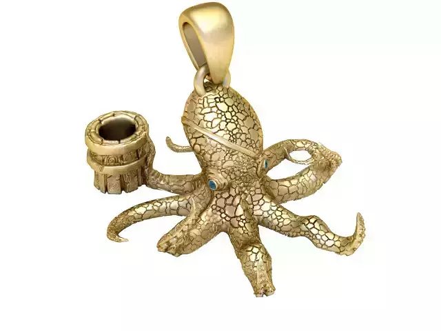 Kraken Treasure Keeper Pendant 3D Printable Jewelry Model