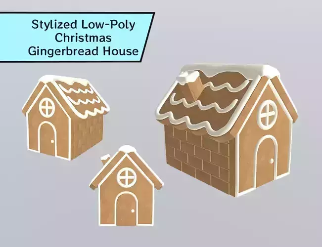 Stylized Low-Poly Christmas Gingerbread House