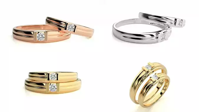 Minimal Elegant Couple Matching Rings 3DM and STL Files 
