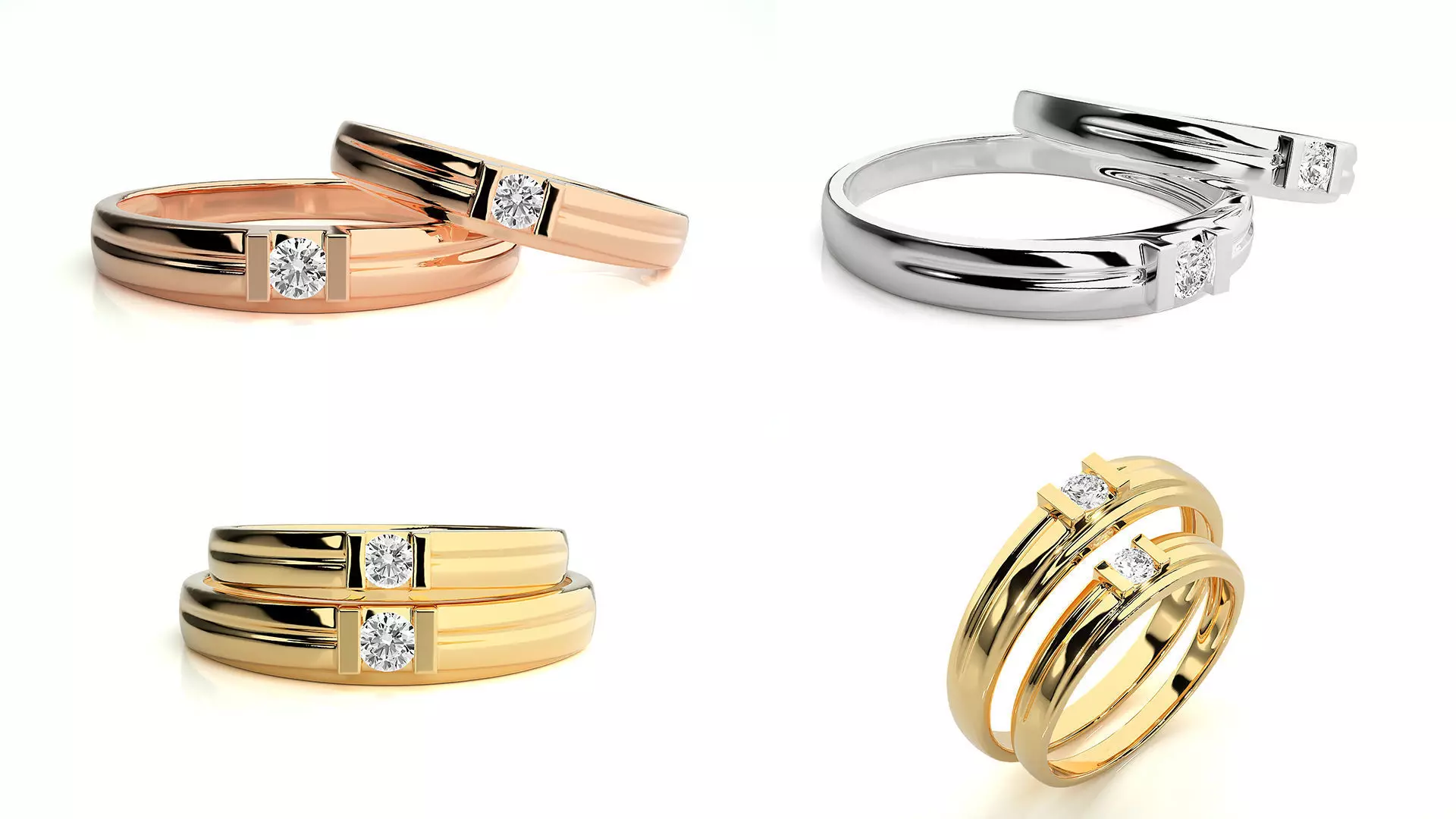 Minimal Elegant Couple Matching Rings 3DM and STL Files 3D print model