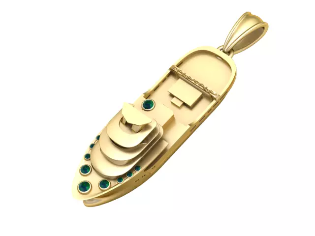 Emerald Luxury Yacht Pendant 3D Printable Jewelry Model 3D print model