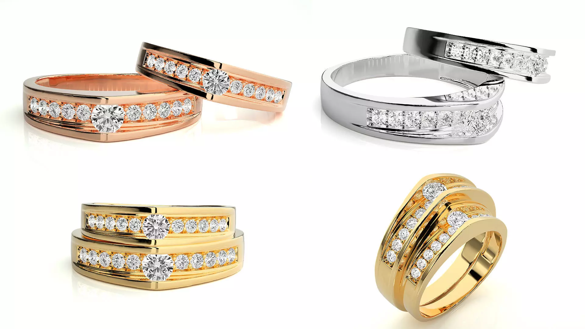 Elegant Dual-Layer Diamond Ring Design 3DM and STL Files 3D print model