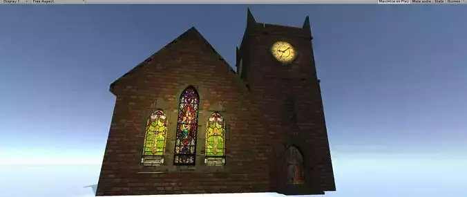 lowpoly church with clock tower