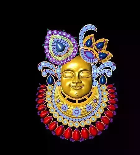 Lord Krishna Face Pendant 3D Model