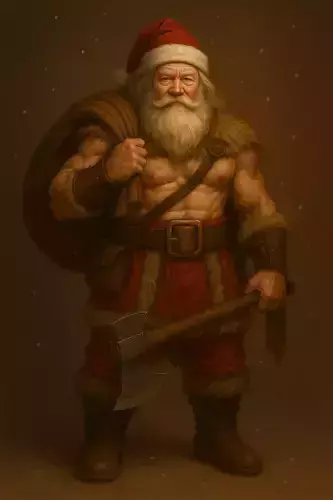Barbarian Santa - Realistic Fantasy Christmas Warrior