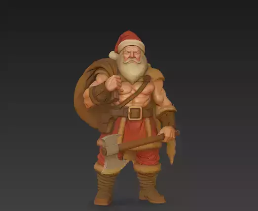 Barbarian Santa - Realistic Fantasy Christmas Warrior